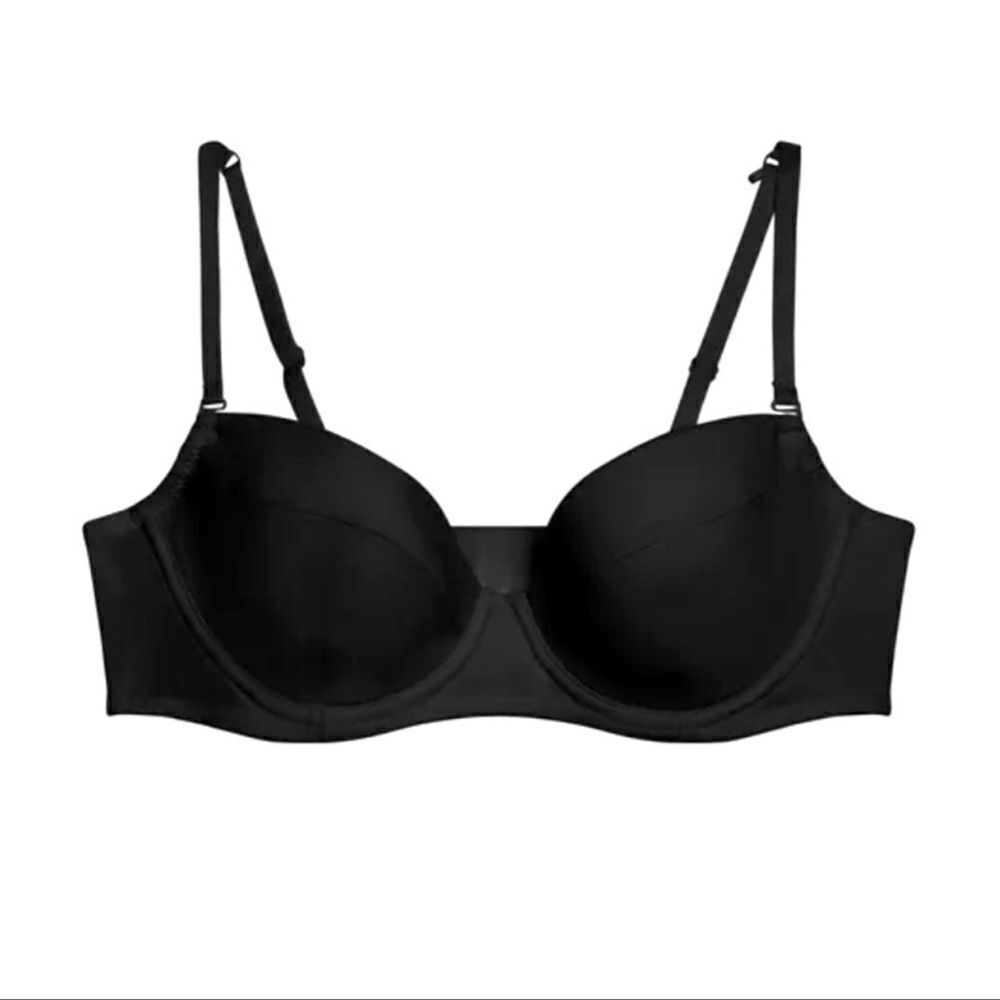The Kit Undergarments Moulded Black Balconette Bra Size 34 B in Onyx with Bag